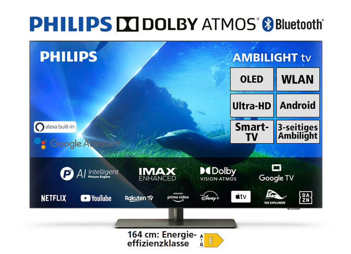 Fernseher - Philips OLED808/12 4K-Ultra-HD OLED-Fernseher, in Farbe SILBER Ansicht 1
