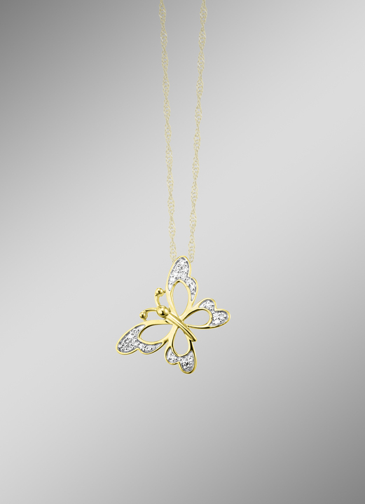 Anhänger - Schmetterling-Anhänger mit 24 Diamanten, in Farbe  Ansicht 1