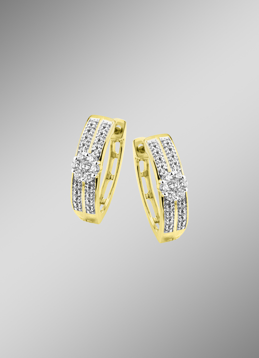 Ohrschmuck - Hochwertige Creolen mit Brillanten und Diamanten, in Farbe  Ansicht 1