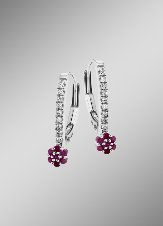 Ohrschmuck - Edle Ohrringe mit 18 Diamanten und echt Rubin, in Farbe  Ansicht 1