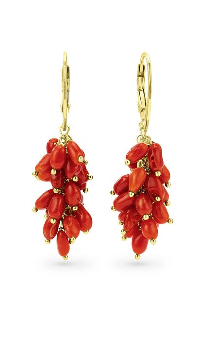 - Ohrringe mit Korallen, in Farbe  Ansicht 2