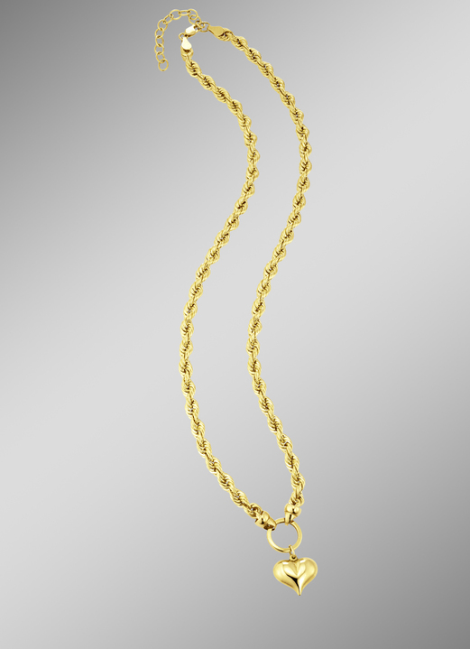 Halsketten - Kordelkette mit Herz-Anhänger, in Farbe  Ansicht 1