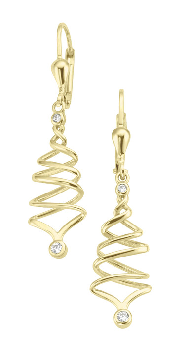 - Moderne, geschwungene Ohrringe mit synth. Zirkonia, in Farbe  Ansicht 2