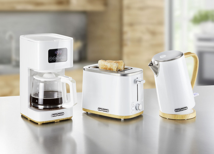 - BOB HOME Frühstücksserie mit edlem Holzdekor, in Farbe WEISS, in Ausführung Kaffeemaschine