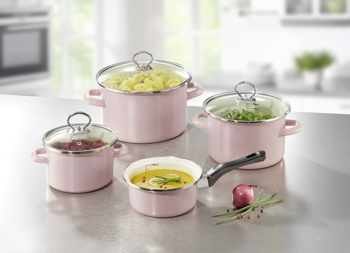 - Emaille Topf-Set, 7-teilig, in Farbe ROSÉ
