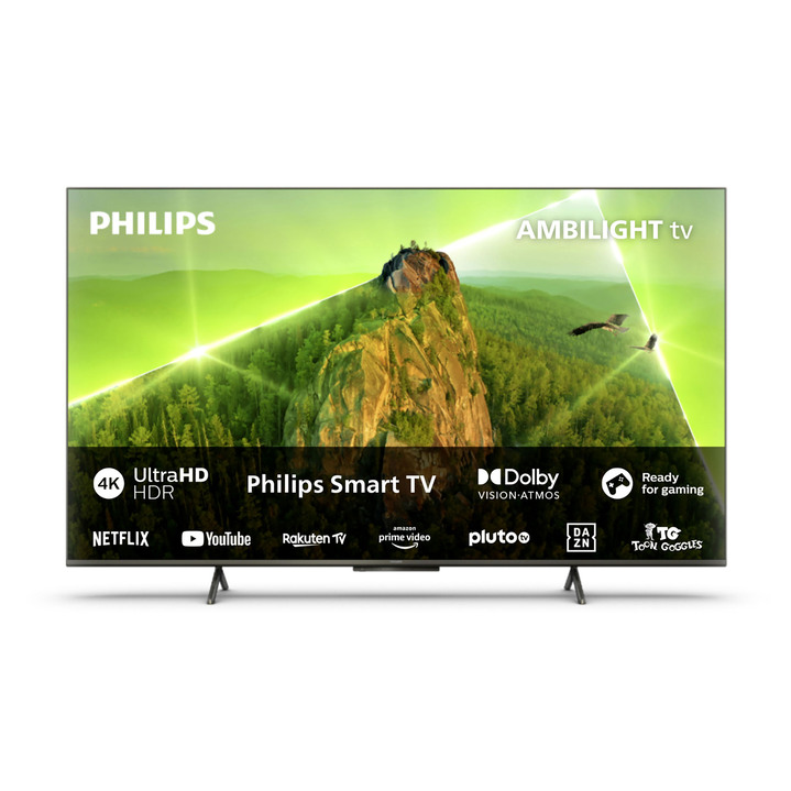 - Philips 4K-Ultra-HD-Ambilight-LED-Fernseher mit 60 Hz, in Farbe SCHWARZ Ansicht 2