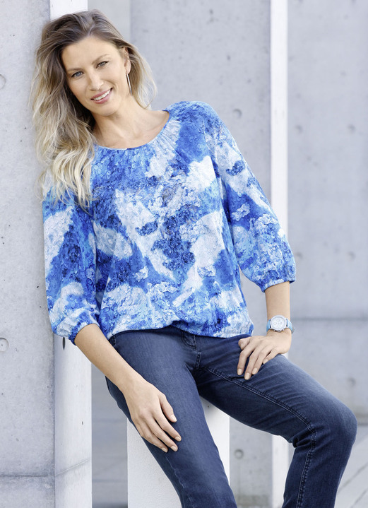 SALE % - Tunika aus Viskose, in Größe 036 bis 052, in Farbe ROYALBLAU-BUNT Ansicht 1