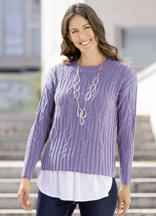 Kurzarm - Blusensaum aus feinem Viskose-Jersey, in Größe 001 (36-40) bis 003 (48-52), in Farbe WEISS Ansicht 2