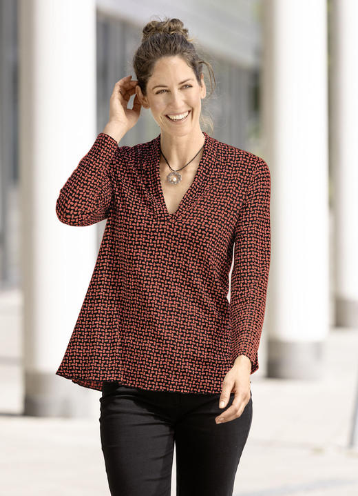 Shirts - Shirt in leicht ausgestellter Form in 2 Farben Ansicht 2 Shirts - Shirt in leicht ausgestellter Form in 2 Farben, in Größe 036 bis 046, in Farbe SCHWARZ-ECRU Ansicht 2