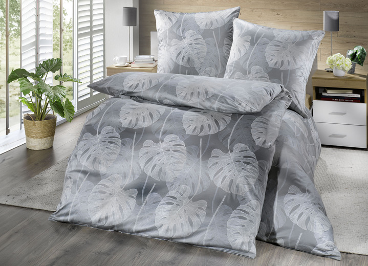 Bettwäschegarnituren - Mako-Satin Bettwäsche-Garnitur von Estella, in Größe 112 (80/80 cm + 135/200 cm) bis 121 (Kissenbezug, 40/80 cm), in Farbe GRÜN Ansicht 2