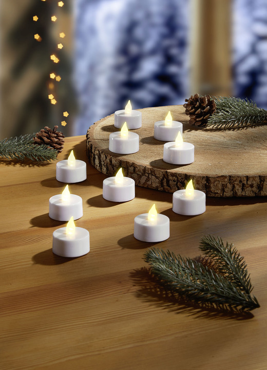 Weihnachtliche Dekorationen - LED-Teelichter, 10er-Set, in Farbe WEISS