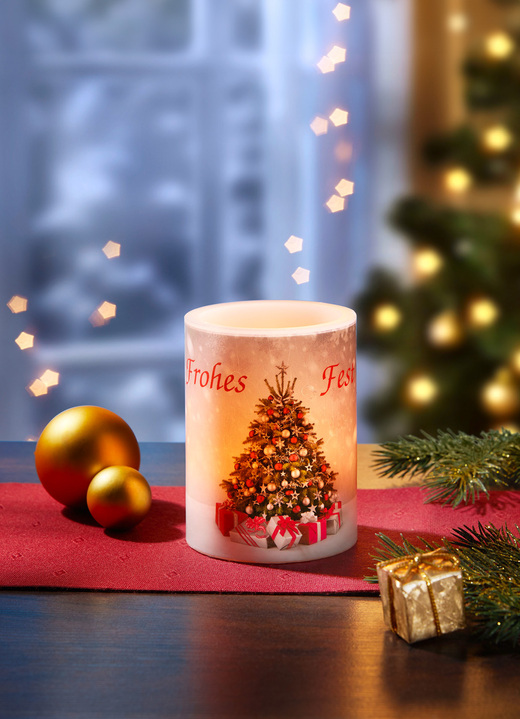 Weihnachtliche Geschenkideen - LED-Echtwachskerze, in Farbe BUNT