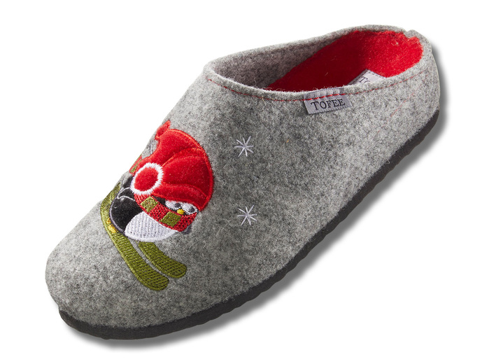 Hausschuhe - Hausschuh aus Wollfilz, in Größe 036 bis 042, in Farbe ANTHRAZIT Ansicht 3