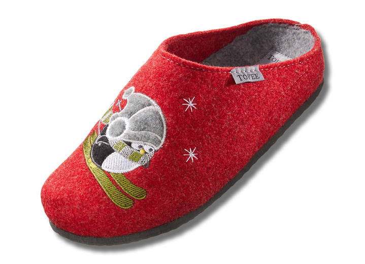 Damenmode - Hausschuh aus Wollfilz, in Größe 036 bis 042, in Farbe ROT Ansicht 1