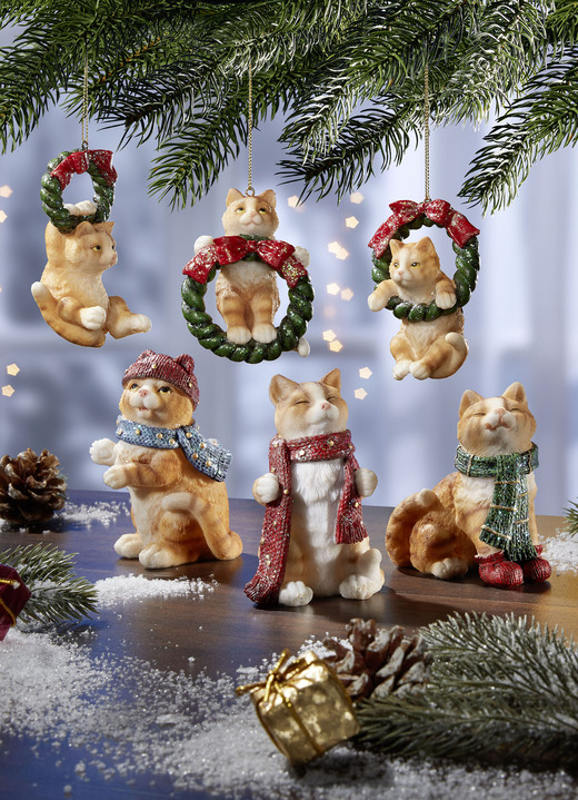 Christbaumschmuck - Baumhänger oder Winterkätzchen, in Farbe BUNT, in Ausführung Baumhänger, 3er-Set Kätzchen