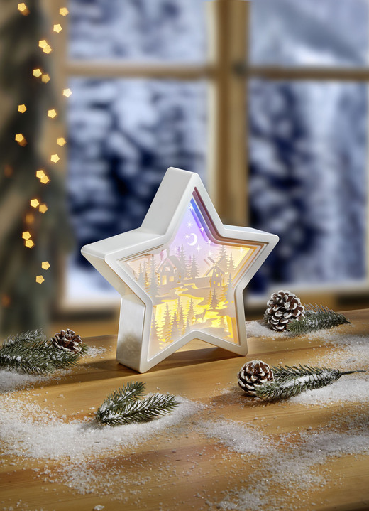 Weihnachtliche Dekorationen - Beleuchteter 3D-Stern, in Farbe WEISS
