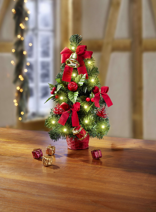 Gestecke & Kränze - Beleuchteter Tannenbaum, in Farbe GRÜN-ROT