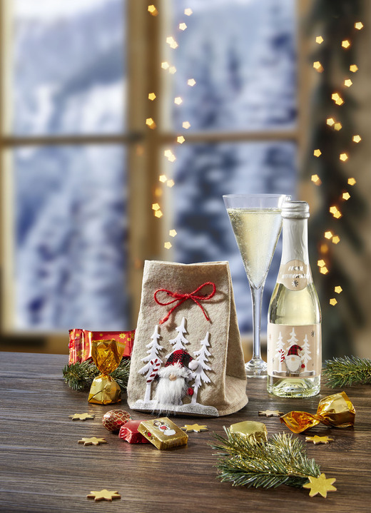 Weihnachtsleckereien - Gefüllte Tasche aus Polyesterfilz mit Wichtel-Motiv, in Farbe BUNT