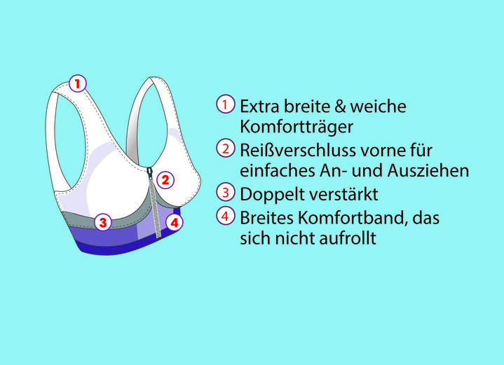 Wäsche - Traum-BH mit Reißverschluss, 5er-Set, in Größe L bis XXL, in Farbe BEIGE-LILA-ROT-SCHWARZ-WEISS Ansicht 2