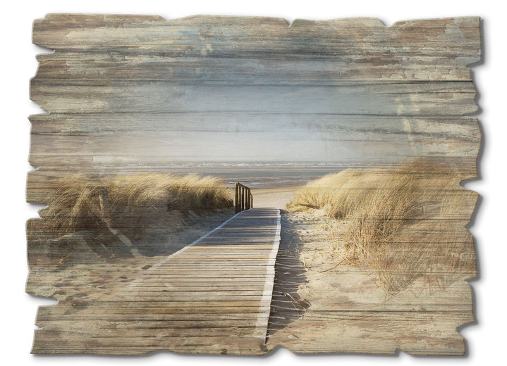 Landschaft - Holzbild im Vintage-Charakter, in Farbe NATUR-BRAUN Ansicht 2