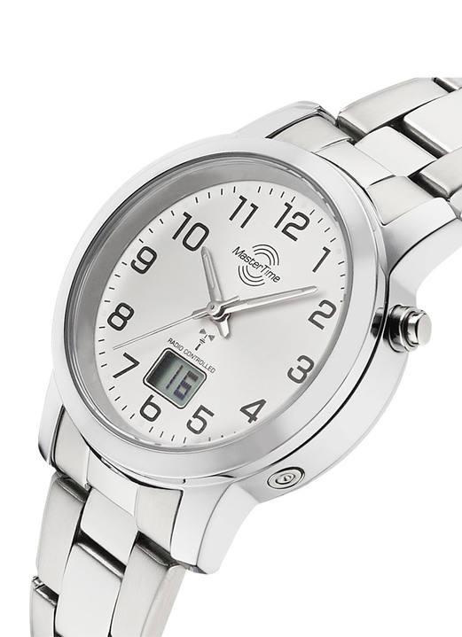 Stahlband / Metallband - Klassische Damenuhr mit Funkuhrwerk, in Farbe  Ansicht 5