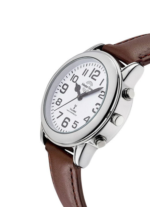 Funkuhren/Solaruhren - Funk-Herrenuhr mit Lederband und sprechender Zeitansage Ansicht 5 Funkuhren/Solaruhren - Funk-Herrenuhr mit Lederband und sprechender Zeitansage, in Farbe  Ansicht 5