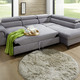 Polsterecken - Polsterecke mit Bettfunktion und verstellbaren Kopfstützen, in Farbe CREME, in Ausführung Mit Longchair und 3 Kopfstützen – Farbe GRAU – Ansicht 5