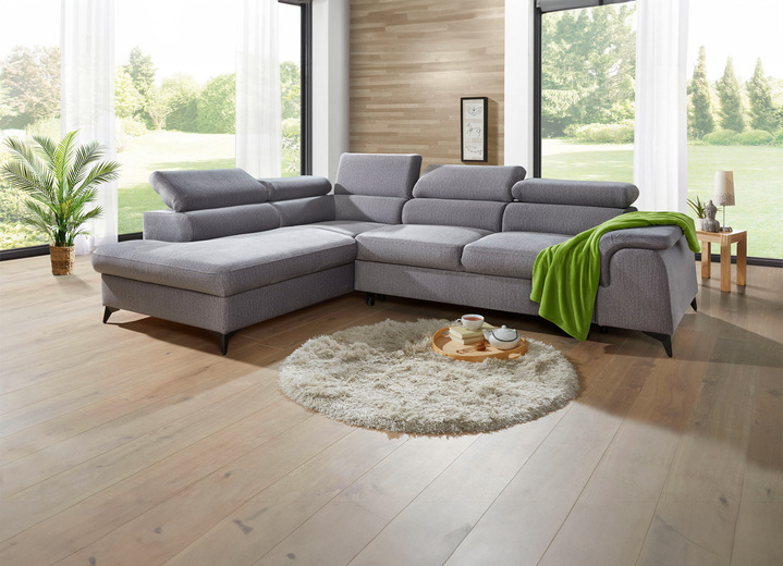 Polsterecken - Polsterecke mit Bettfunktion und verstellbaren Kopfstützen, in Farbe CREME, in Ausführung Mit Longchair und 3 Kopfstützen Ansicht 16