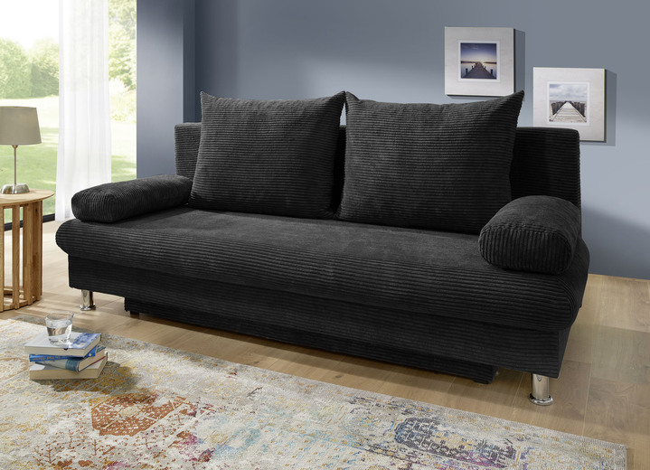 - Frei im Raum aufstellbares Schlafsofa mit Kissen, in Farbe ANTHRAZIT Ansicht 1