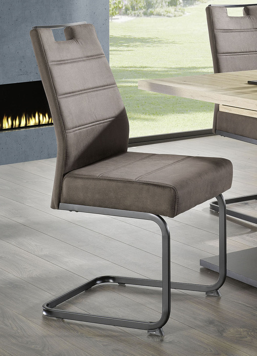 Wohnen - Stühle, 4er-Set, mit Microfaser-Bezug in Vintage-Optik, in Farbe ANTHRAZIT Ansicht 2