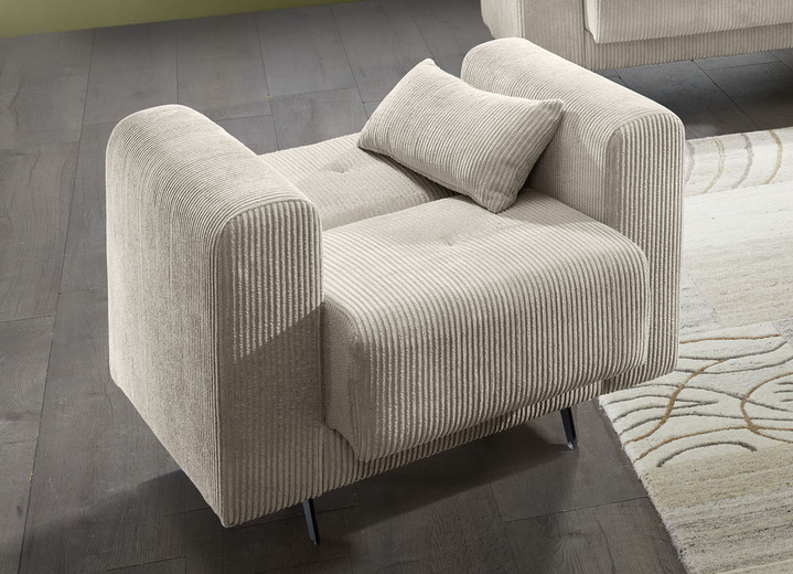 Polstergruppen - Moderne Polstermöbel mit trendigem Cord-Bezug, in Farbe CREME, in Ausführung Polstergruppe, 2-teilig, 1 Dreisitzer und 1 Zweisitzer Ansicht 18