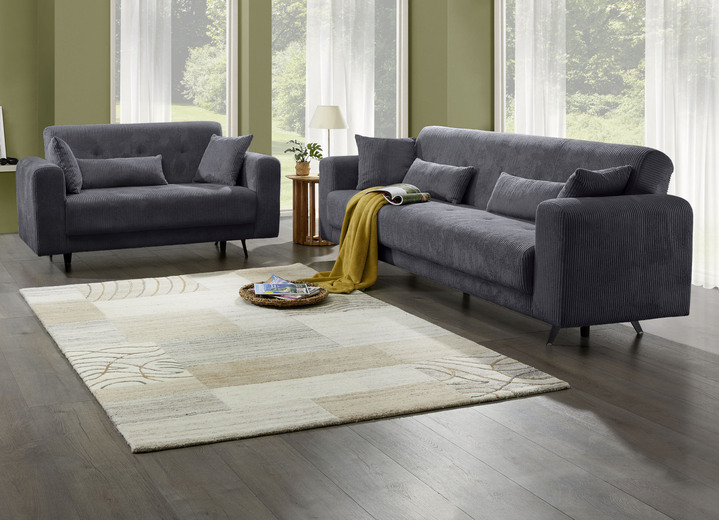 Polstergruppen - Moderne Polstermöbel mit trendigem Cord-Bezug, in Farbe CREME, in Ausführung Polstergruppe, 2-teilig, 1 Dreisitzer und 1 Zweisitzer Ansicht 23