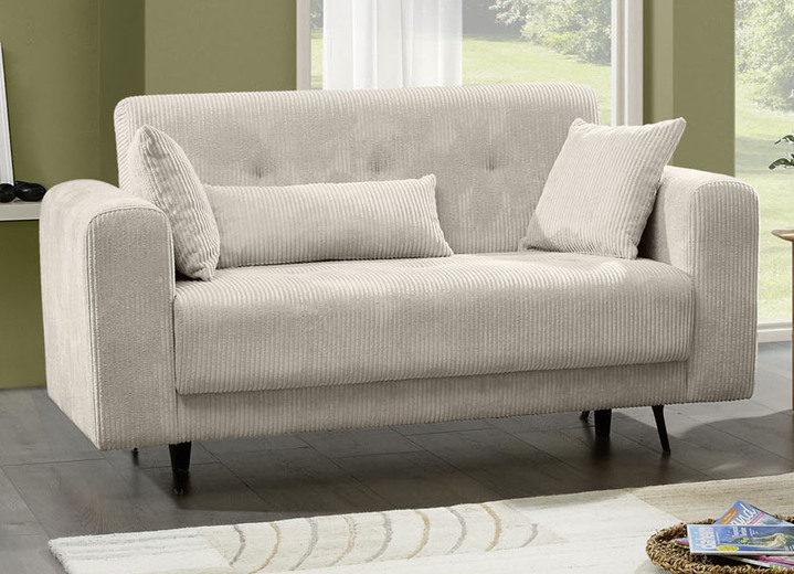Polstergruppen - Moderne Polstermöbel mit trendigem Cord-Bezug, in Farbe CREME, in Ausführung Polstergruppe, 2-teilig, 1 Dreisitzer und 1 Zweisitzer Ansicht 5