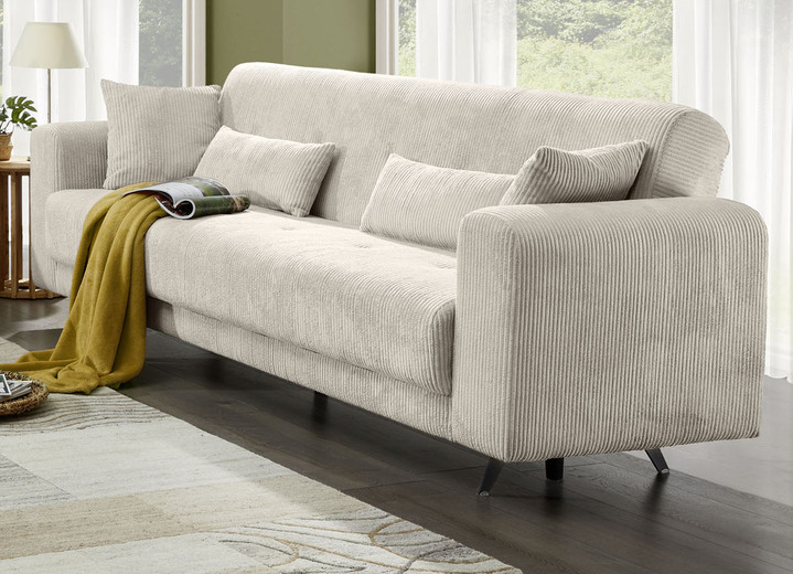 Polstergruppen - Moderne Polstermöbel mit trendigem Cord-Bezug, in Farbe CREME, in Ausführung Polstergruppe, 2-teilig, 1 Dreisitzer und 1 Zweisitzer Ansicht 13