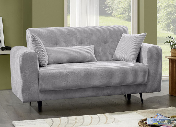 Polstergruppen - Moderne Polstermöbel mit trendigem Cord-Bezug, in Farbe CREME, in Ausführung Polstergruppe, 2-teilig, 1 Dreisitzer und 1 Zweisitzer Ansicht 3