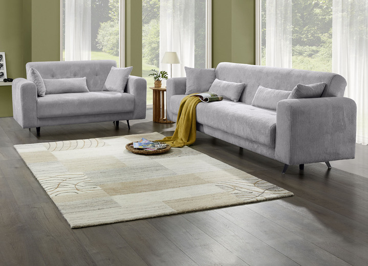 Polstergruppen - Moderne Polstermöbel mit trendigem Cord-Bezug, in Farbe CREME, in Ausführung Polstergruppe, 2-teilig, 1 Dreisitzer und 1 Zweisitzer Ansicht 21