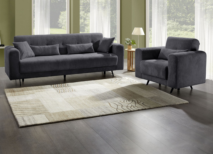 Polstergruppen - Moderne Polstermöbel mit trendigem Cord-Bezug, in Farbe CREME, in Ausführung Polstergruppe, 2-teilig, 1 Dreisitzer und 1 Zweisitzer Ansicht 27