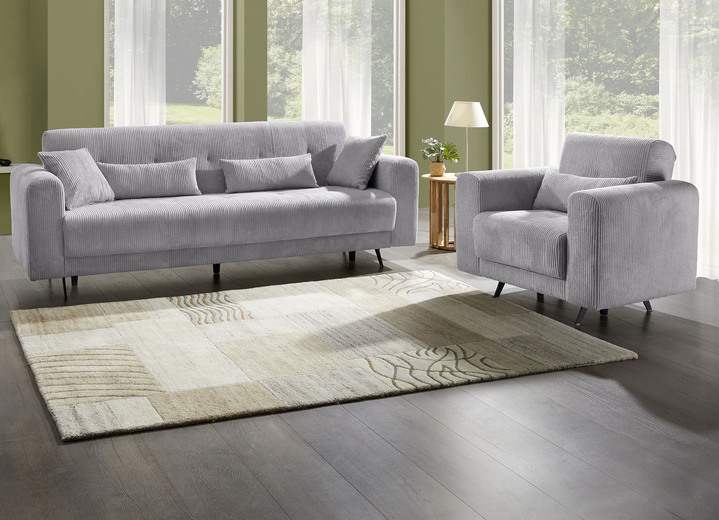 Polstergruppen - Moderne Polstermöbel mit trendigem Cord-Bezug, in Farbe CREME, in Ausführung Polstergruppe, 2-teilig, 1 Dreisitzer und 1 Zweisitzer Ansicht 25