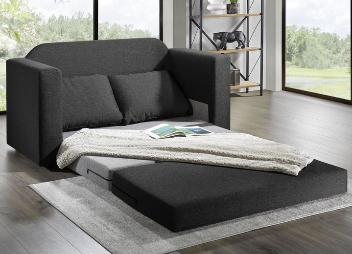 Schlafsofas - Schlafsofa mit 2 großen, weichen Rückenkissen, in Farbe BEIGE Ansicht 8