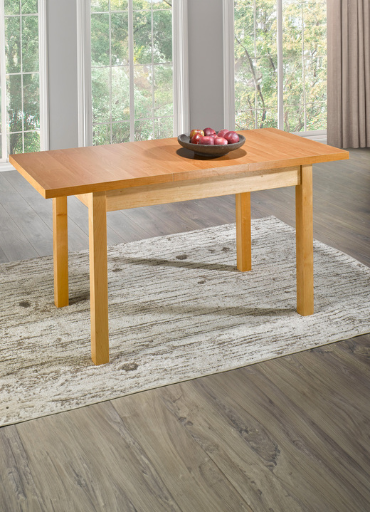Esstische - Esstisch mit Auszug und Beinen aus massivem Erlenholz, in Farbe NATUR Ansicht 1