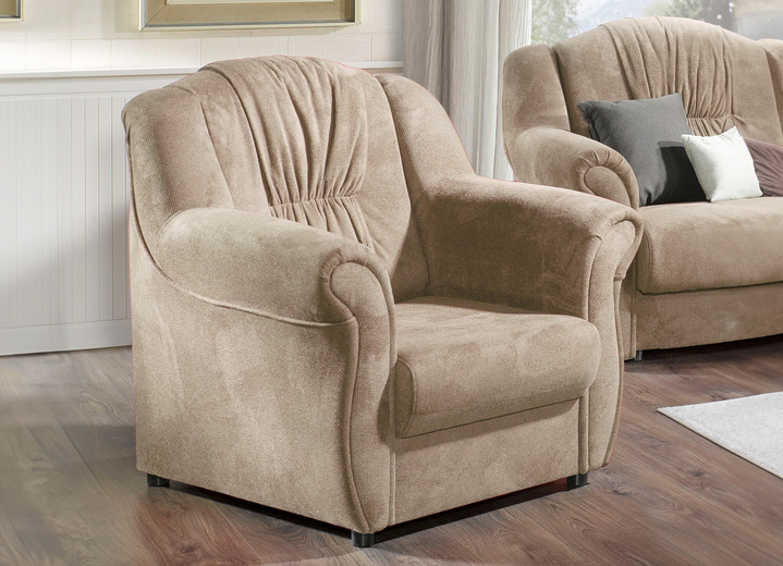 Polstergruppen - Frei im Raum aufstellbare Polstermöbel mit Federkern, in Farbe BORDEAUX, in Ausführung Polstergruppe, 2-teilig, mit Bettfunktion (1 Dreisitzer und 1 Sessel) Ansicht 5