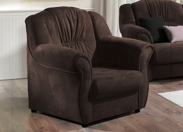 Polstergruppen - Frei im Raum aufstellbare Polstermöbel mit Federkern, in Farbe BORDEAUX, in Ausführung Polstergruppe, 2-teilig, mit Bettfunktion (1 Dreisitzer und 1 Sessel) Ansicht 8