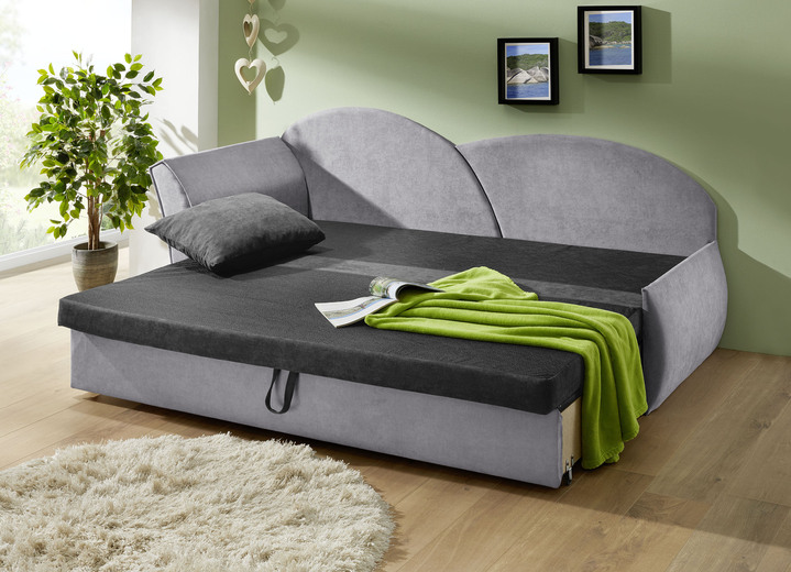 Schlafsofas - Schlafsofa mit Bettkasten und 1 Dekokissen, in Farbe GRÜN-MINT, in Ausführung Armlehne links Ansicht 4