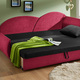 Schlafsofas - Schlafsofa mit Bettkasten und 1 Dekokissen, in Farbe GRÜN-MINT, in Ausführung Armlehne links – Farbe SCHWARZ-ROT – Ansicht 4