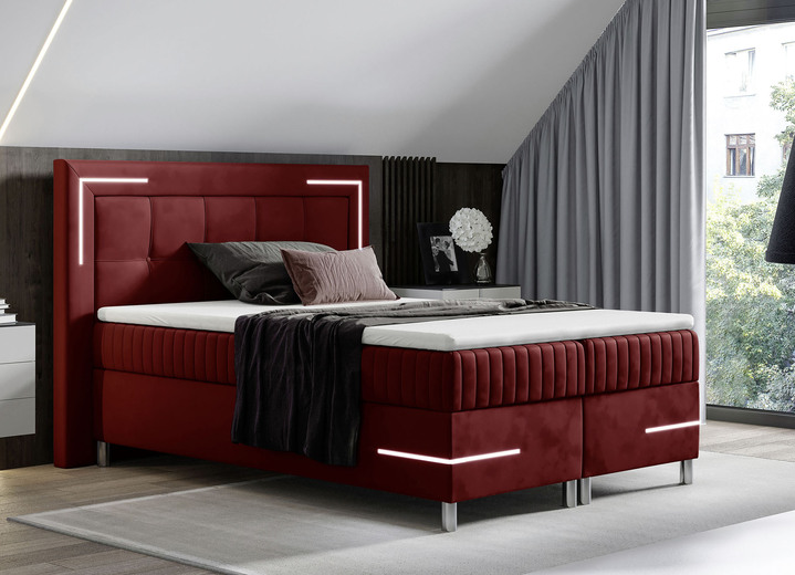 Boxspringbetten - Boxspringbett mit LED-Beleuchtung und Topper, in Farbe SILBER Ansicht 5