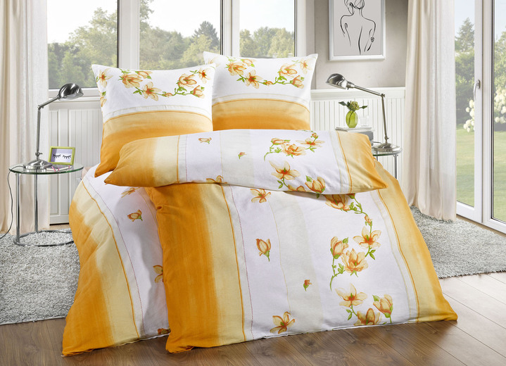 Bettwäschegarnituren - Bettwäsche-Garnitur aus 100% Baumwolle, in Größe 111 (40/80 cm + 135/200 cm) bis 412 (2x80/80 cm + 2x135/200 cm), in Farbe TERRA Ansicht 1