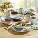 Geschirr - Kombi-Service, 16-teilig, aus Feinsteinzeug im Natur-Look – Farbe BEIGE-TÜRKIS – Ansicht 1 Geschirr - Kombi-Service, 16-teilig, aus Feinsteinzeug im Natur-Look, in Farbe BEIGE-BEERE – Farbe BEIGE-TÜRKIS – Ansicht 1