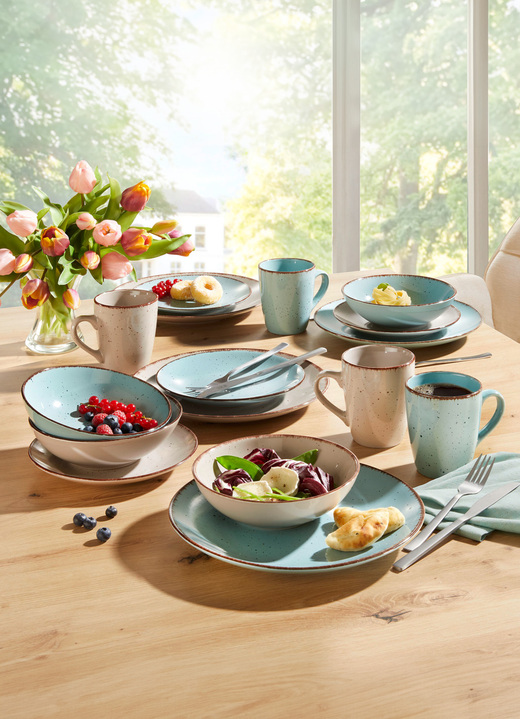 Geschirr - Kombi-Service, 16-teilig, aus Feinsteinzeug im Natur-Look Ansicht 4 Geschirr - Kombi-Service, 16-teilig, aus Feinsteinzeug im Natur-Look, in Farbe BEIGE-BEERE Ansicht 4