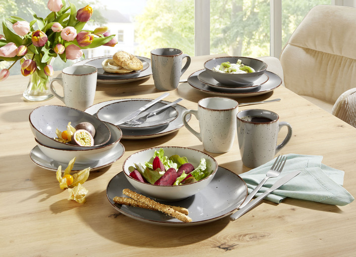 Geschirr - Kombi-Service, 16-teilig, aus Feinsteinzeug im Natur-Look Ansicht 5 Geschirr - Kombi-Service, 16-teilig, aus Feinsteinzeug im Natur-Look, in Farbe BEIGE-BEERE Ansicht 5