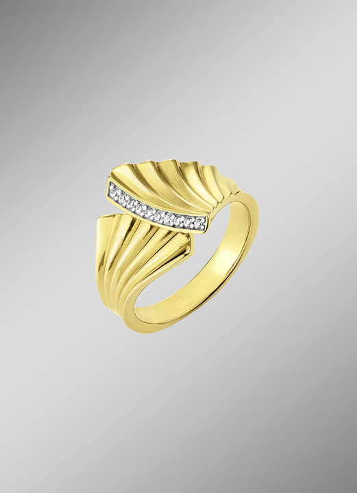 Ringe - Vergoldeter Damenring mit Diamanten, in Größe 160 bis 220, in Farbe  Ansicht 1